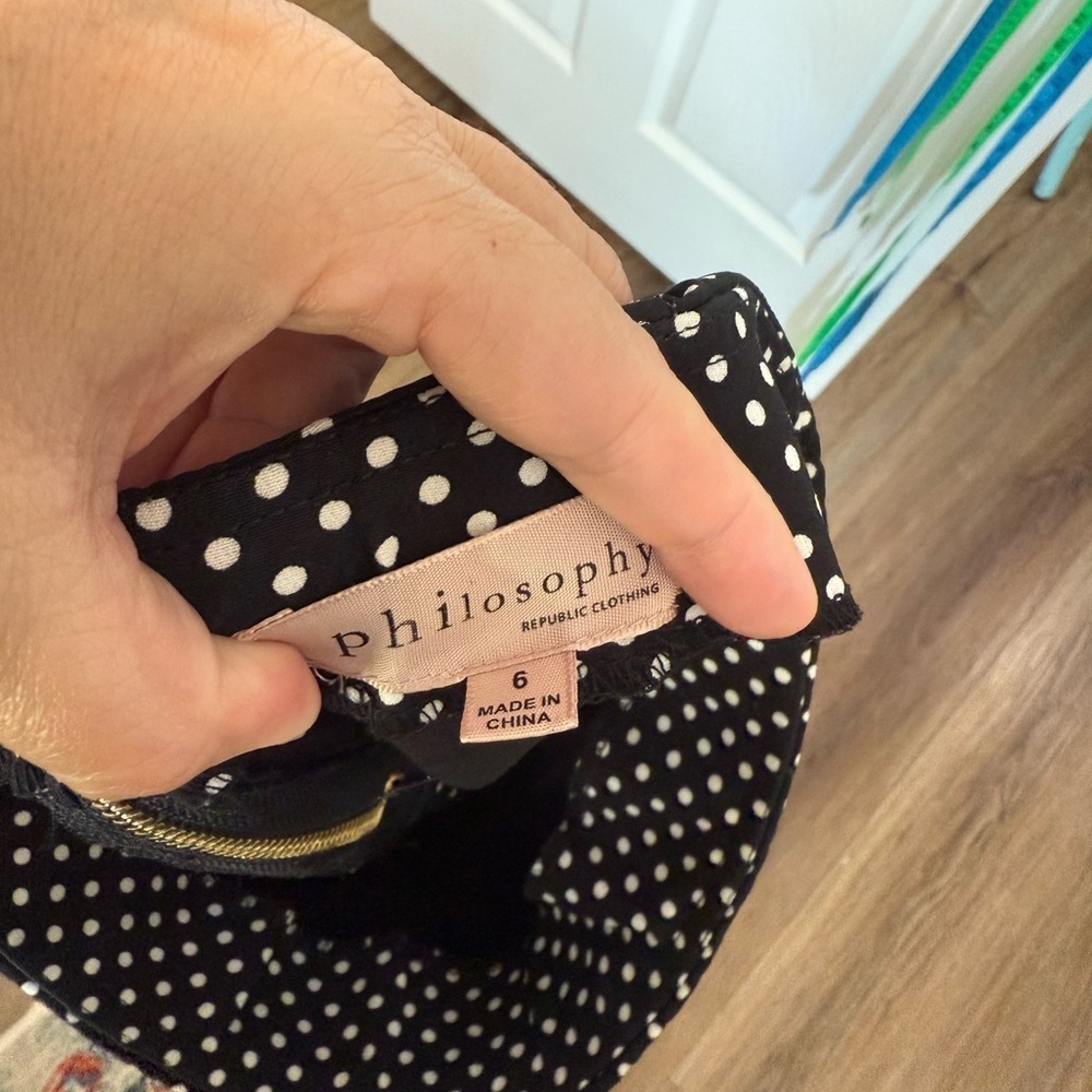 Philosophy Straight Pencil Skirt Black And White Polka Dots Women’s Size 6 Knee - Picture 6 of 6